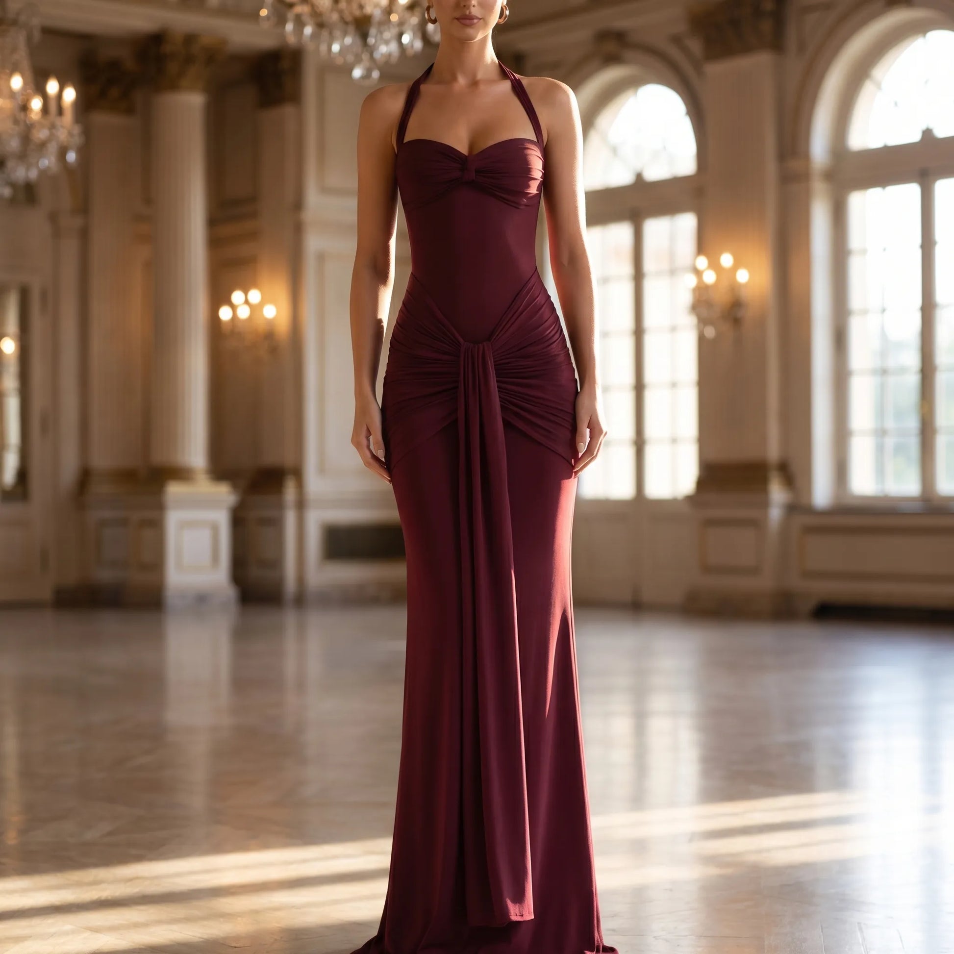 Drapella | Floor-Length Halter Neck Maxi Dress