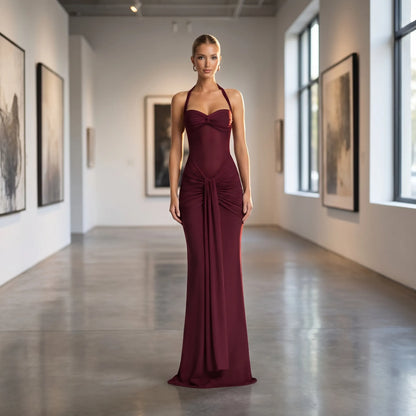 Drapella | Floor-Length Halter Neck Maxi Dress