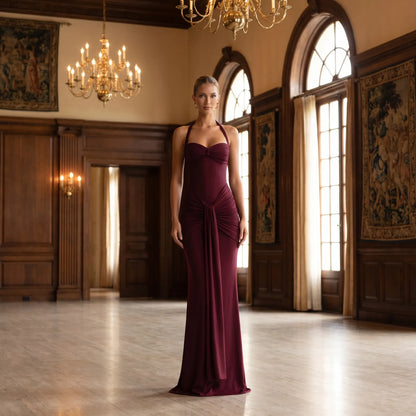 Drapella | Floor-Length Halter Neck Maxi Dress