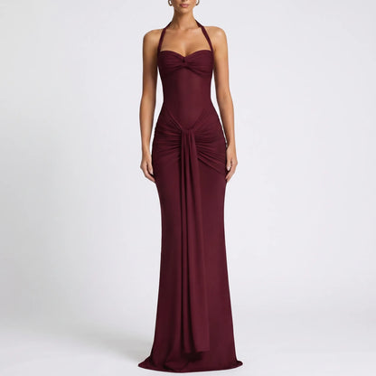 Drapella | Floor-Length Halter Neck Maxi Dress