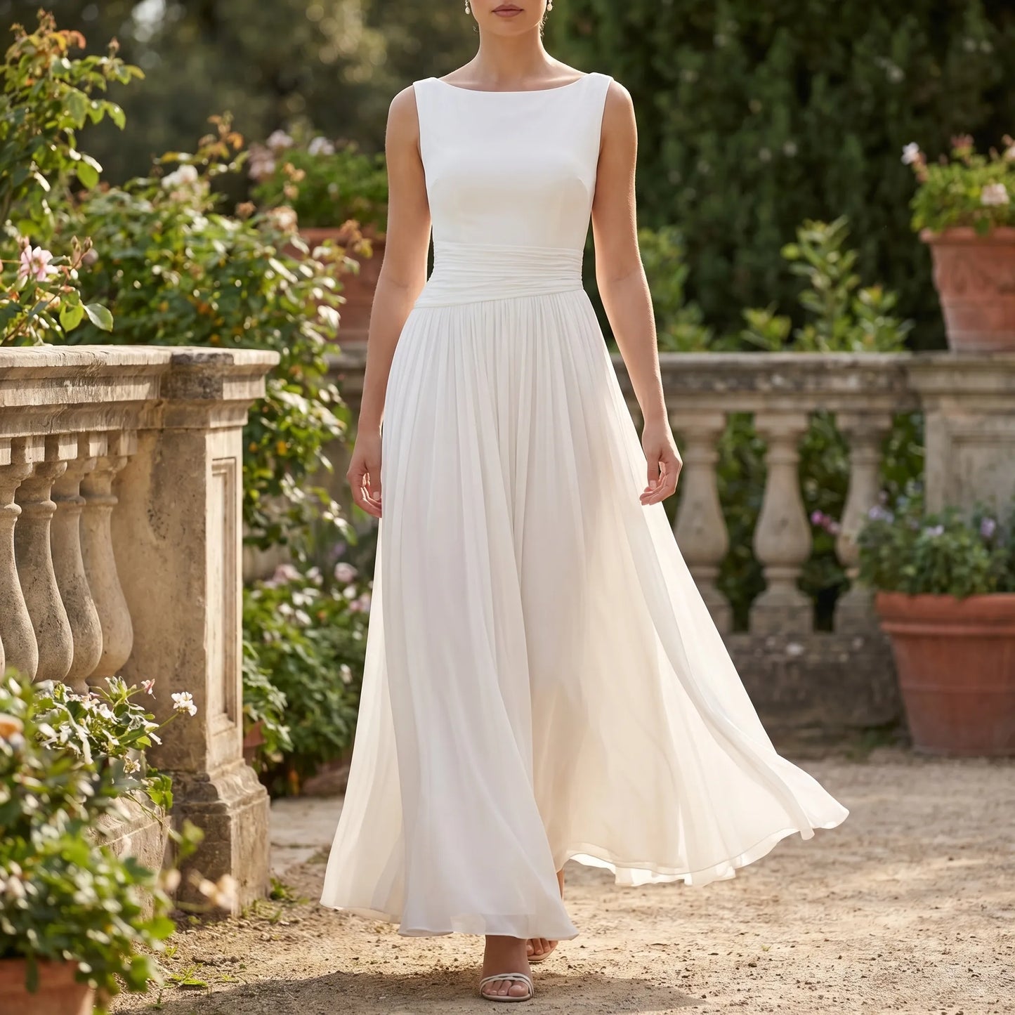 Drapeura | Sleeveless Pleated Midi Dress