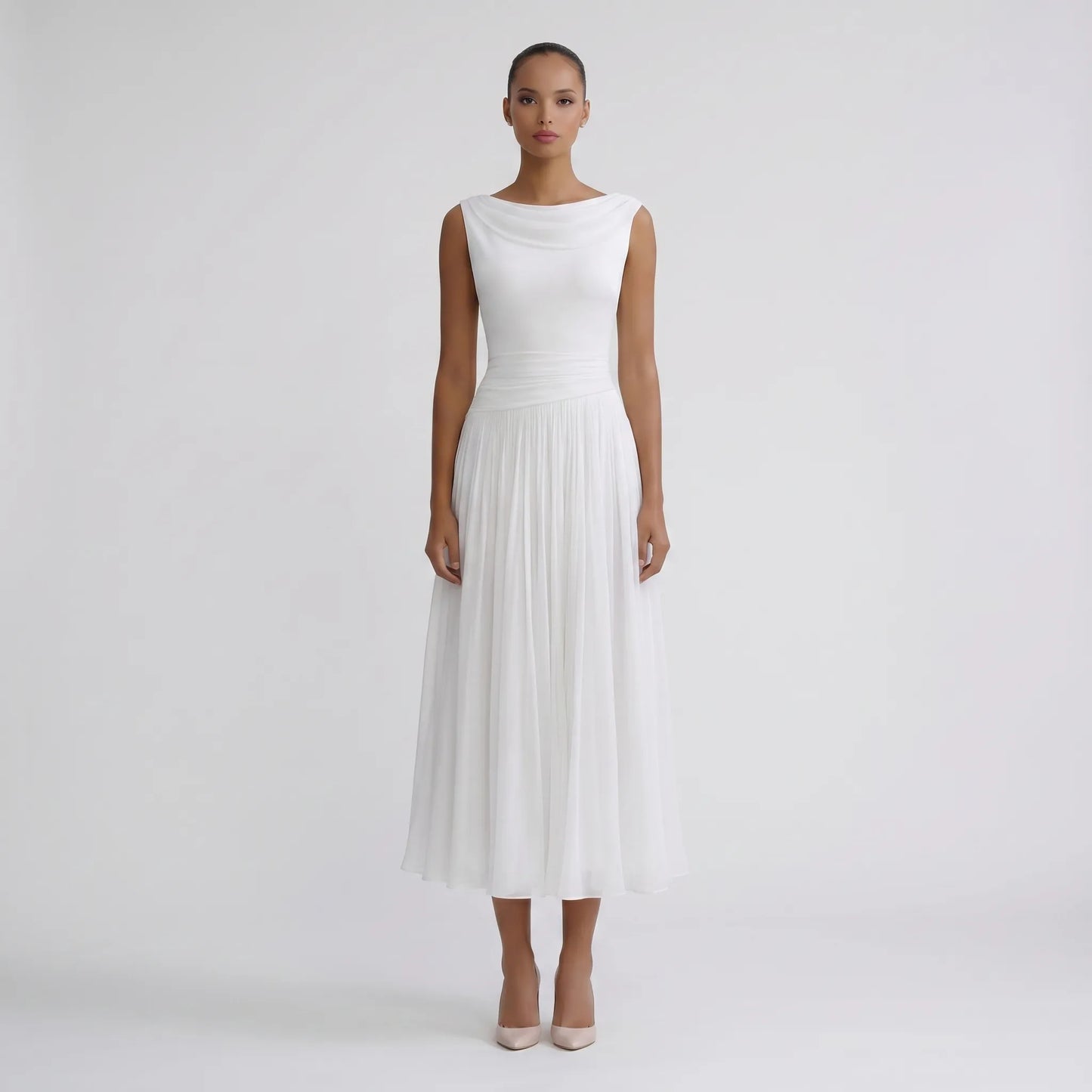 Drapeura | Sleeveless Pleated Midi Dress