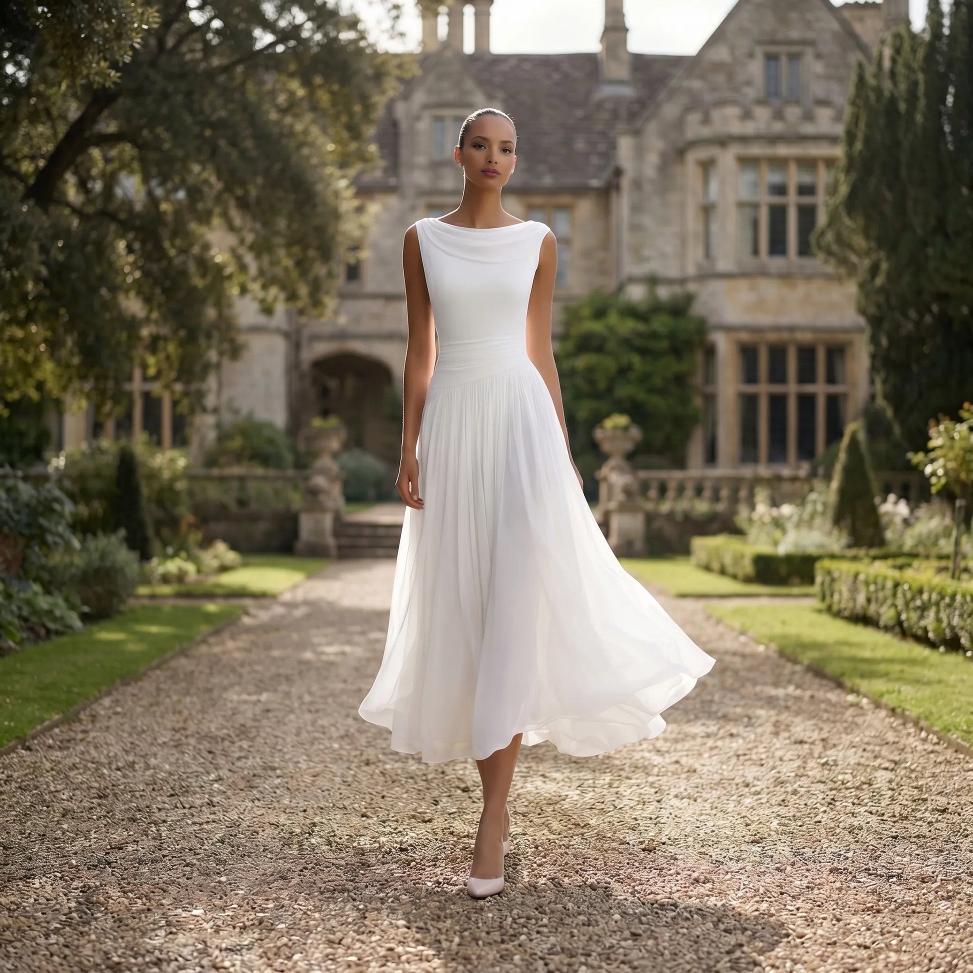 Drapeura | Sleeveless Pleated Midi Dress