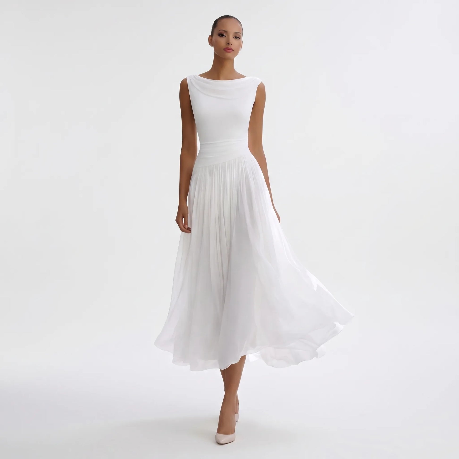 Drapeura | Sleeveless Pleated Midi Dress