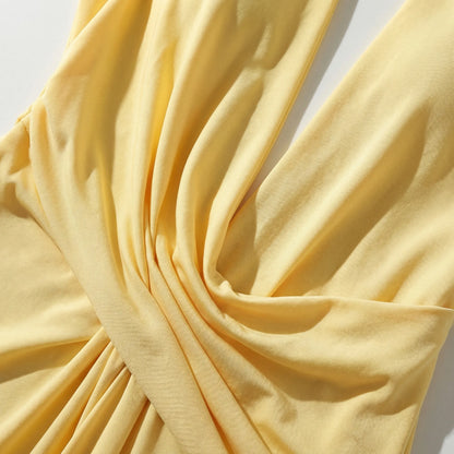 Drapexa - High-Waist Halter Neck Maxi Dress