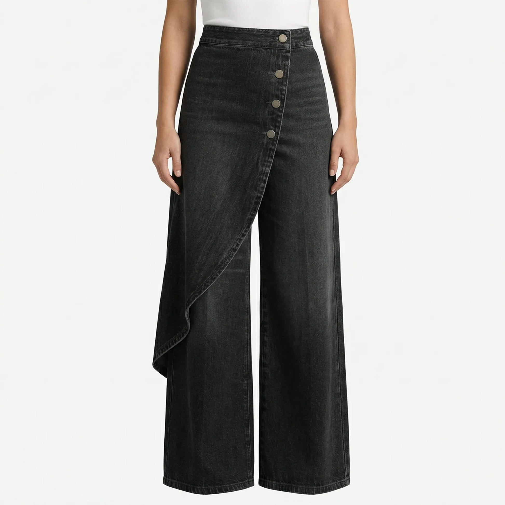 Drapova | High-Waist Wide-Leg Wrap-Front Trousers