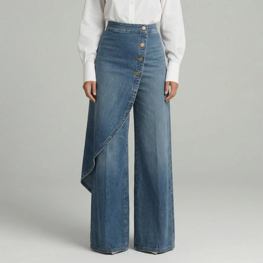 Drapova | High-Waist Wide-Leg Wrap-Front Trousers