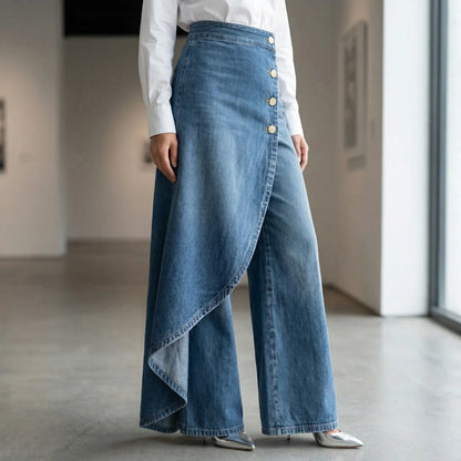 Drapova | High-Waist Wide-Leg Wrap-Front Trousers