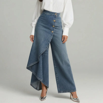 Drapova | High-Waist Wide-Leg Wrap-Front Trousers