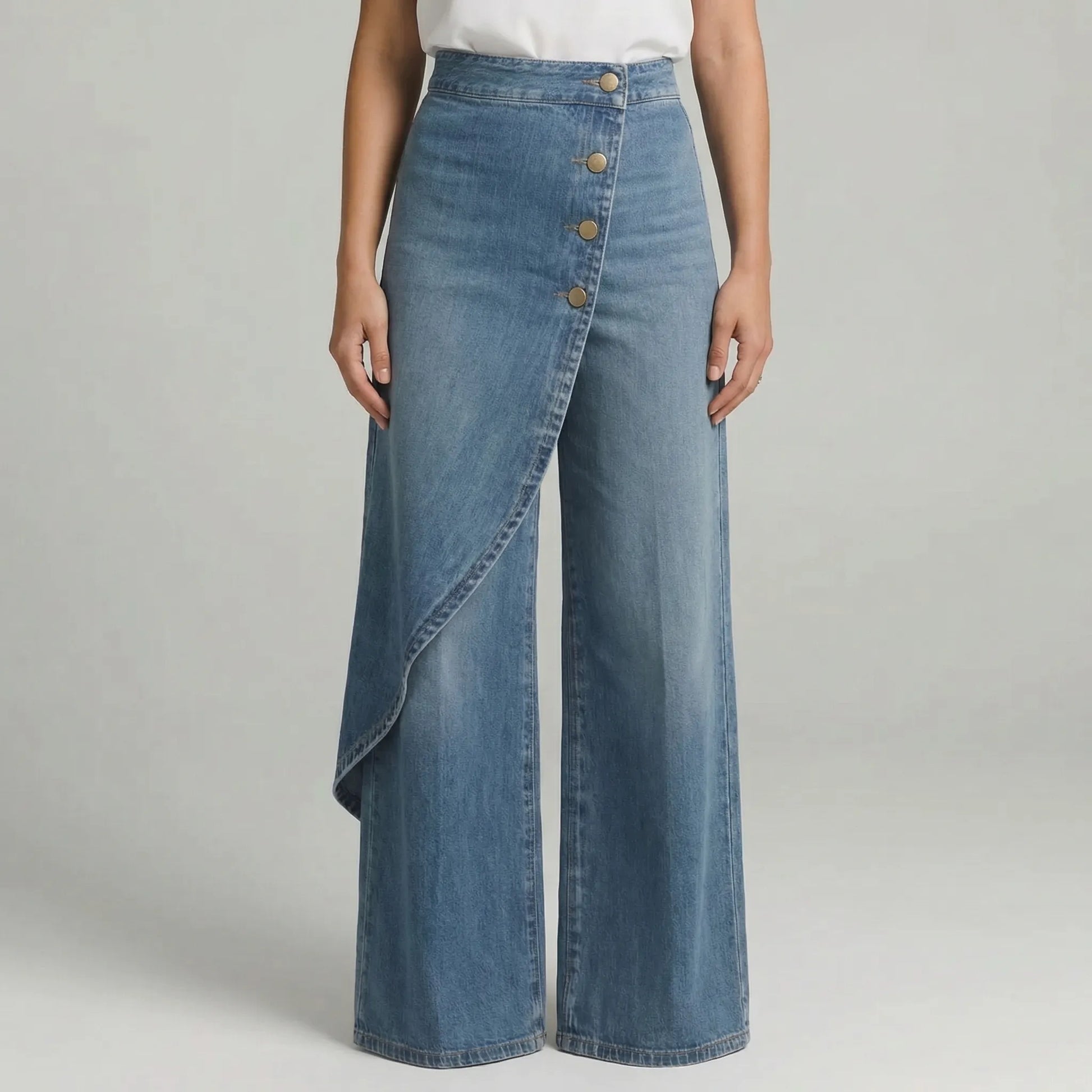 Drapova | High-Waist Wide-Leg Wrap-Front Trousers