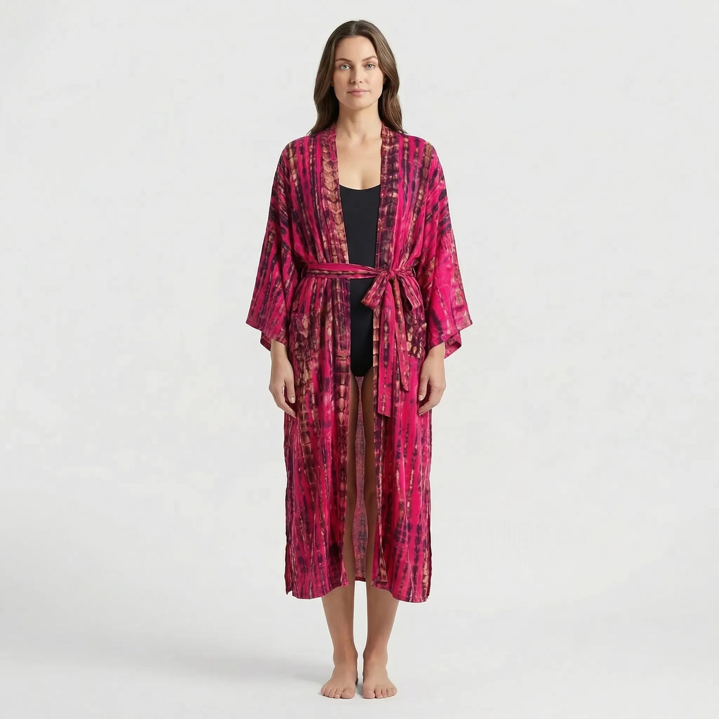 Driftura | Tie-Dye Print Long Kimono Cover-Up