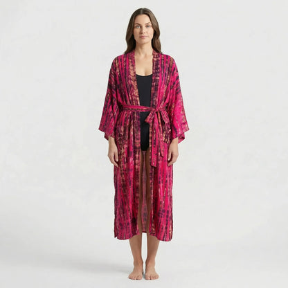 Driftura | Tie-Dye Print Long Kimono Cover-Up