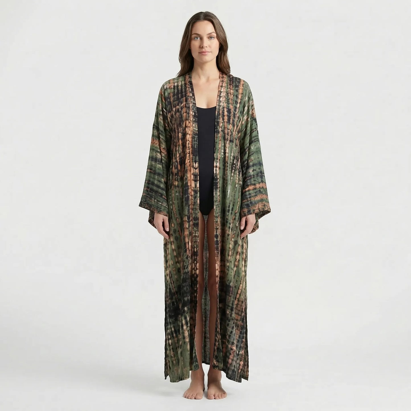 Driftura | Tie-Dye Print Long Kimono Cover-Up