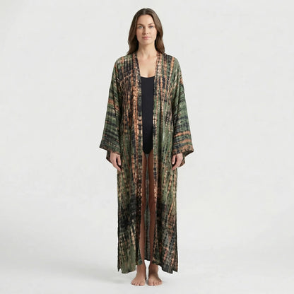 Driftura | Tie-Dye Print Long Kimono Cover-Up