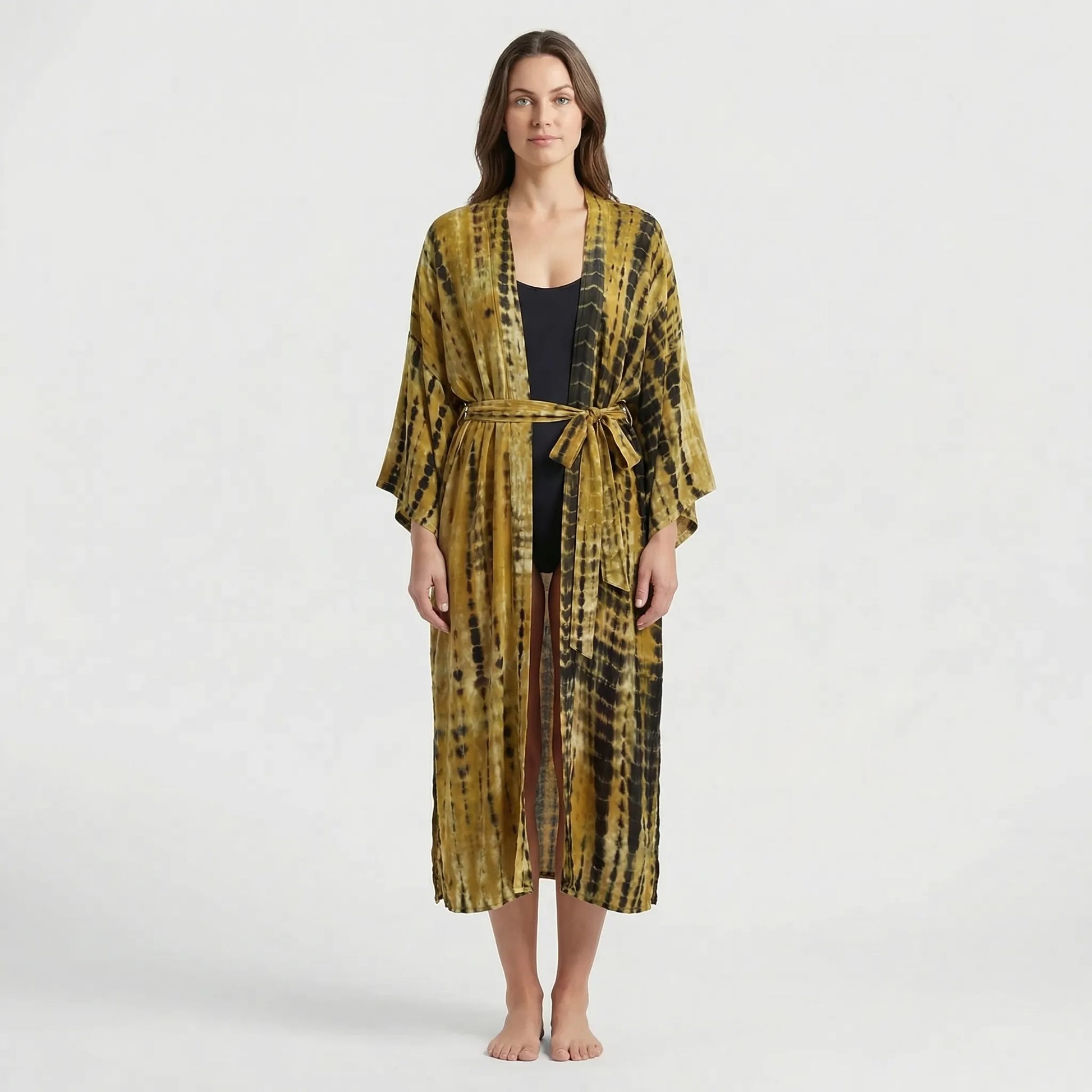 Driftura | Tie-Dye Print Long Kimono Cover-Up