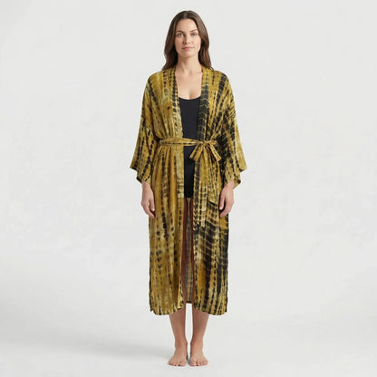 Driftura | Tie-Dye Print Long Kimono Cover-Up