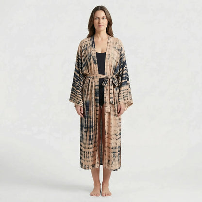 Driftura | Tie-Dye Print Long Kimono Cover-Up