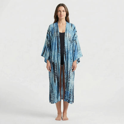 Driftura | Tie-Dye Print Long Kimono Cover-Up