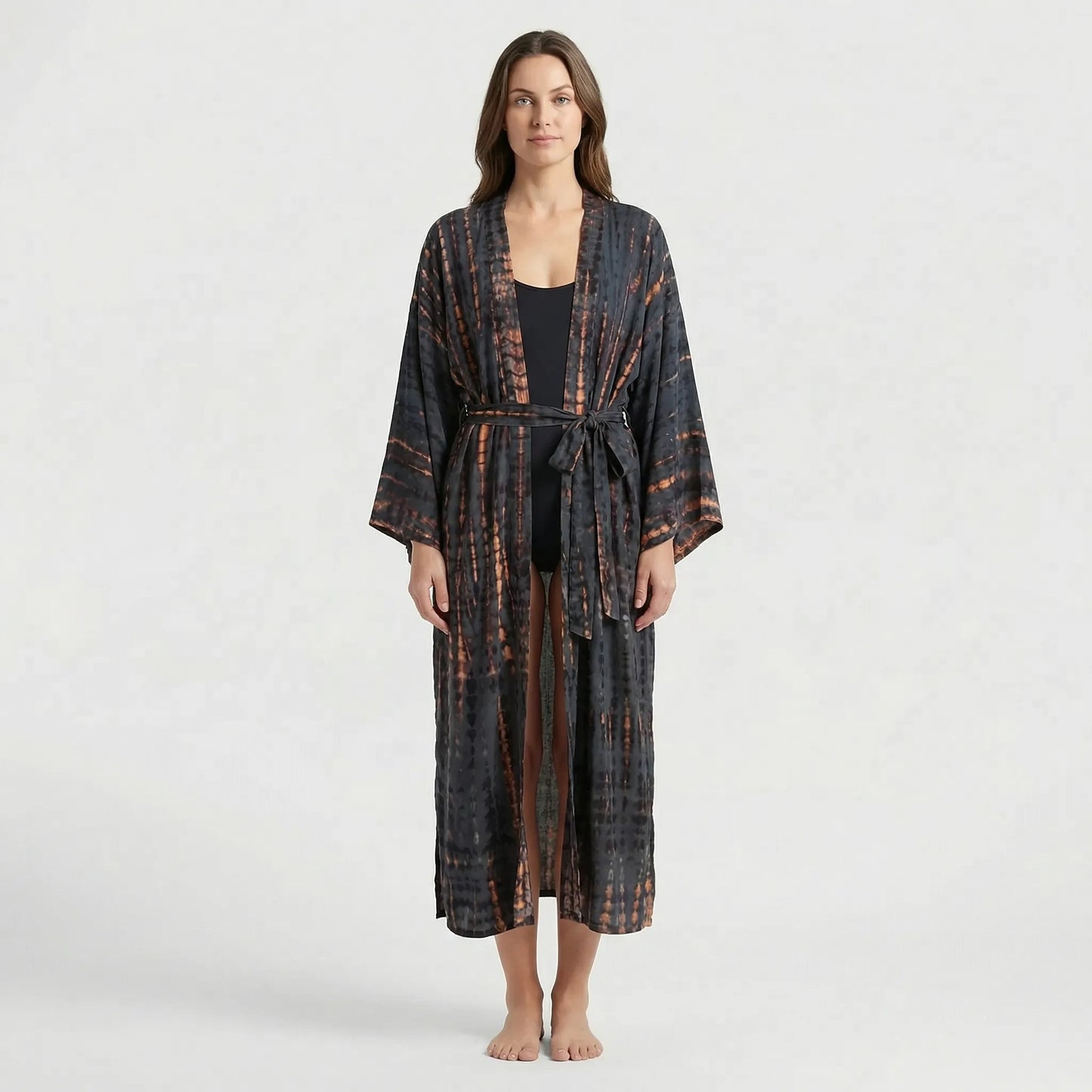 Driftura | Tie-Dye Print Long Kimono Cover-Up