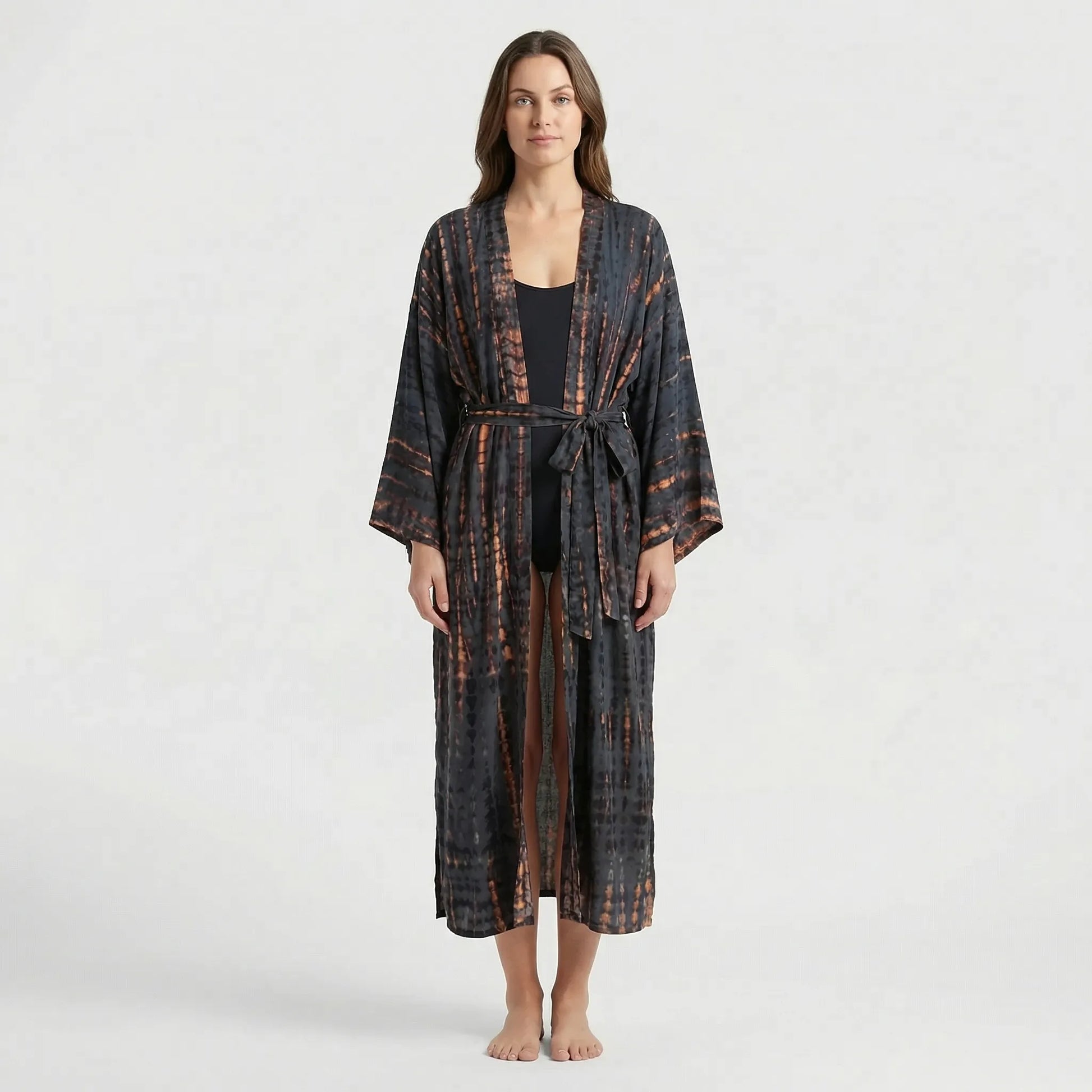 Driftura | Tie-Dye Print Long Kimono Cover-Up