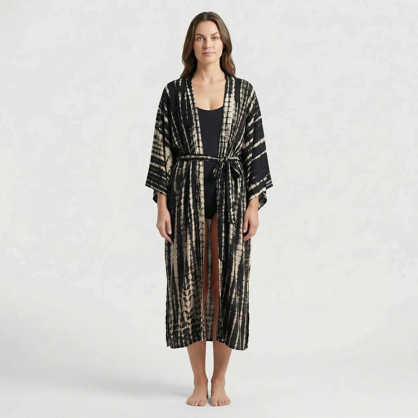 Driftura | Tie-Dye Print Long Kimono Cover-Up