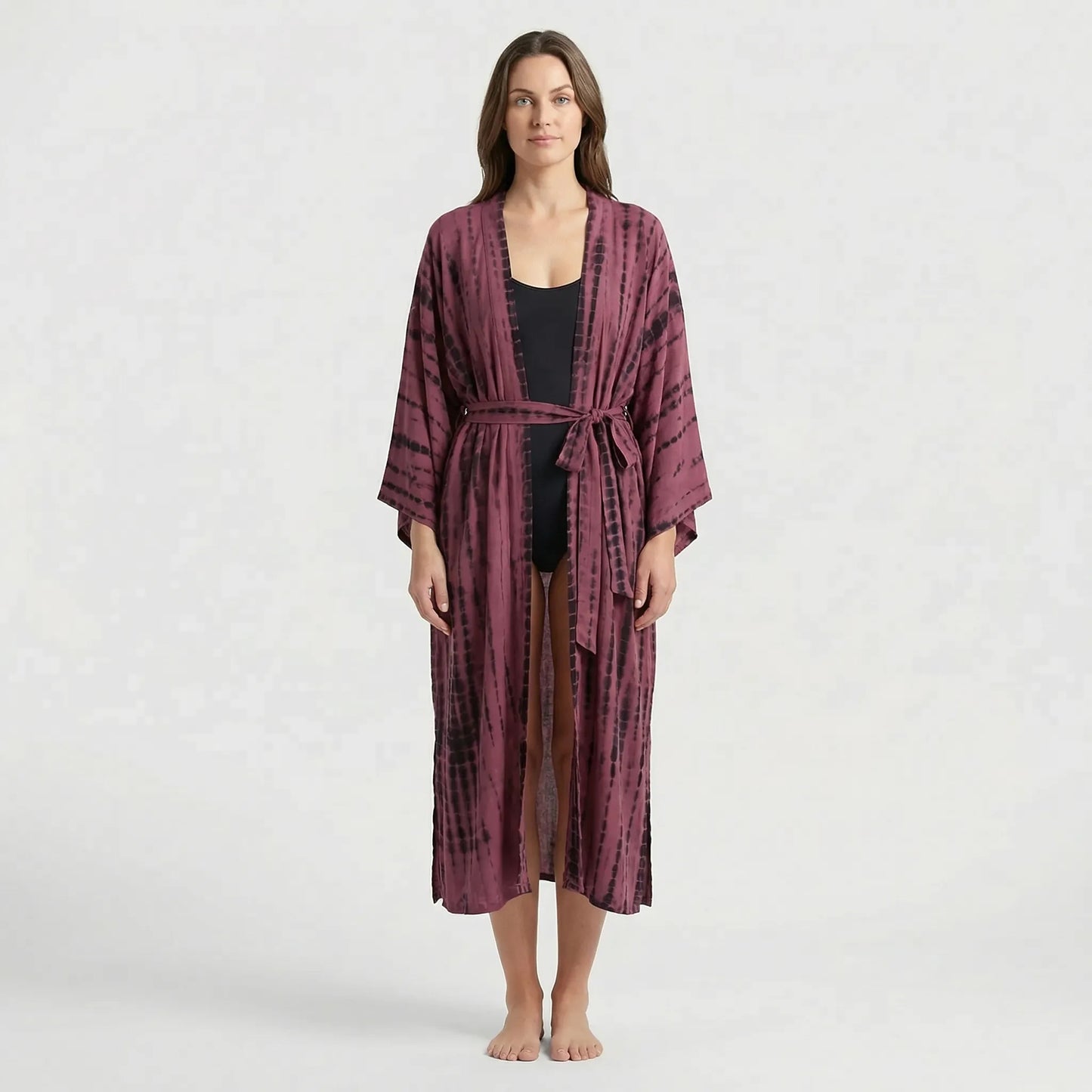 Driftura | Tie-Dye Print Long Kimono Cover-Up