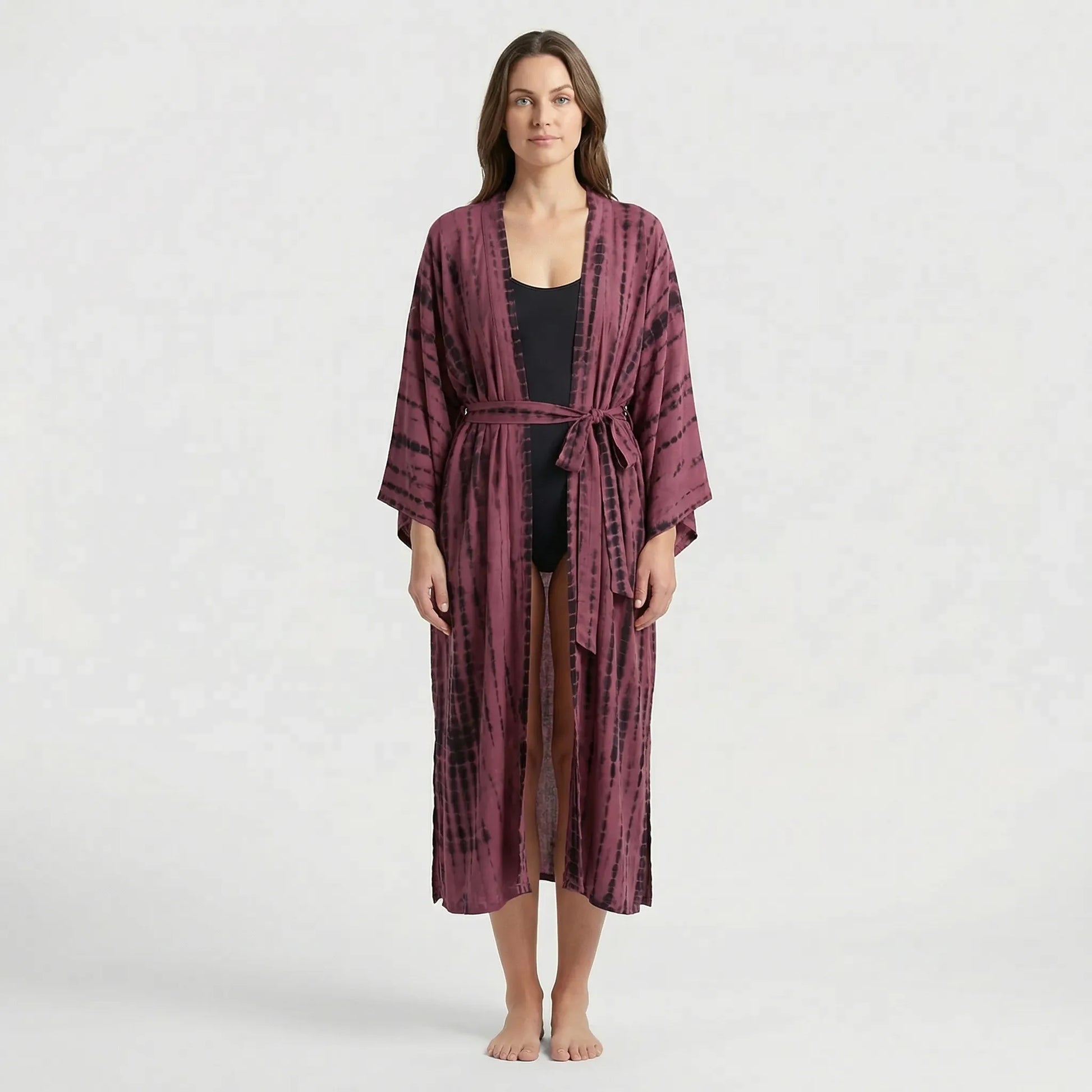 Driftura | Tie-Dye Print Long Kimono Cover-Up