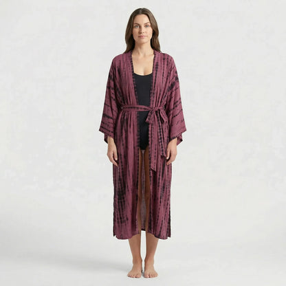 Driftura | Tie-Dye Print Long Kimono Cover-Up