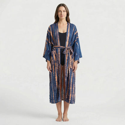 Driftura | Tie-Dye Print Long Kimono Cover-Up