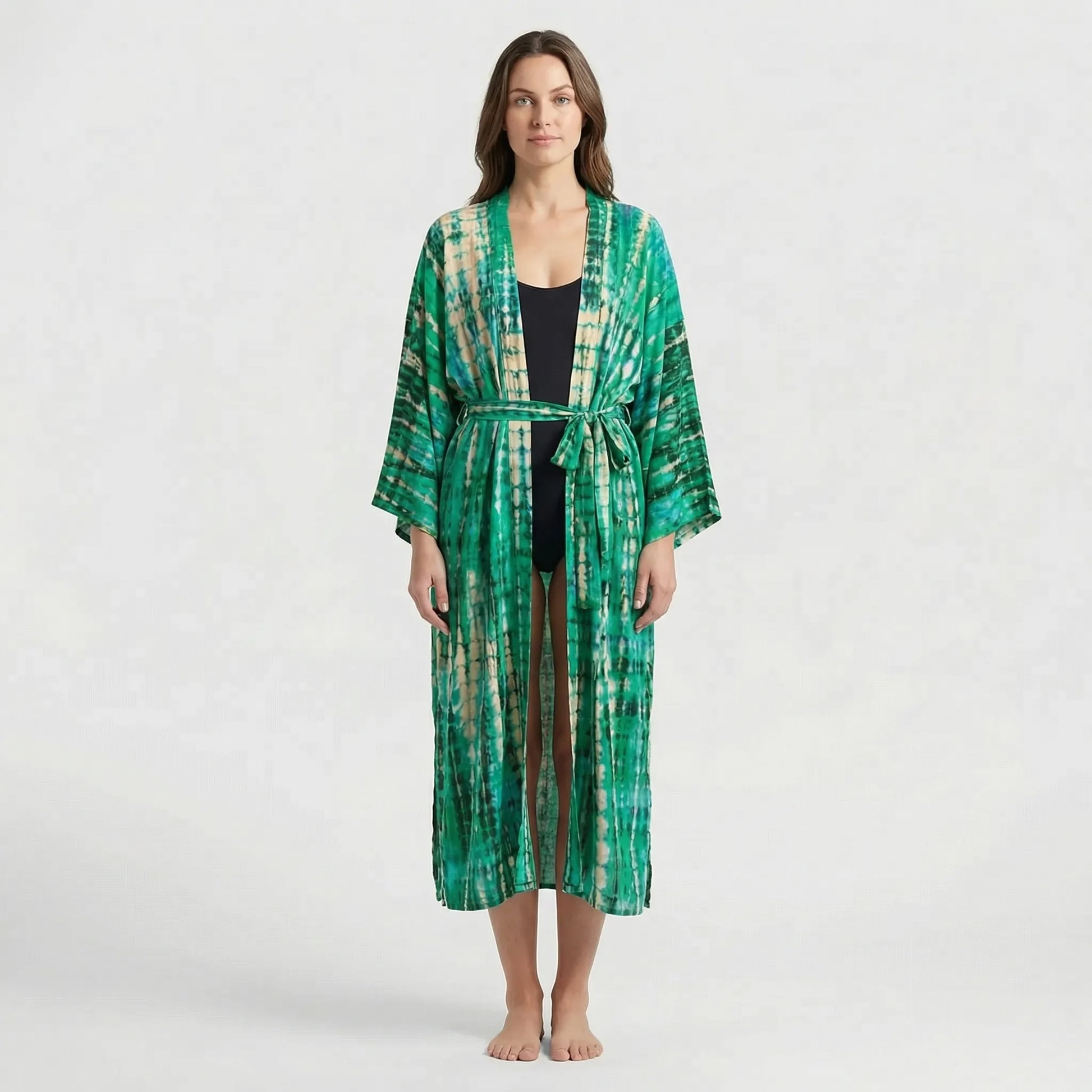 Driftura | Tie-Dye Print Long Kimono Cover-Up