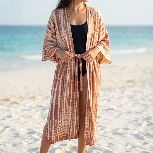 Driftura | Tie-Dye Print Long Kimono Cover-Up