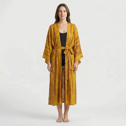 Driftura | Tie-Dye Print Long Kimono Cover-Up