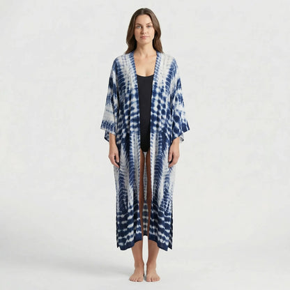 Driftura | Tie-Dye Print Long Kimono Cover-Up