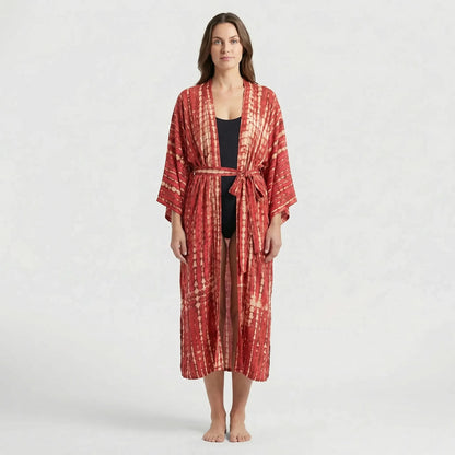 Driftura | Tie-Dye Print Long Kimono Cover-Up