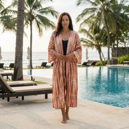 Driftura | Tie-Dye Print Long Kimono Cover-Up