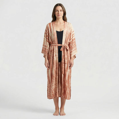 Driftura | Tie-Dye Print Long Kimono Cover-Up