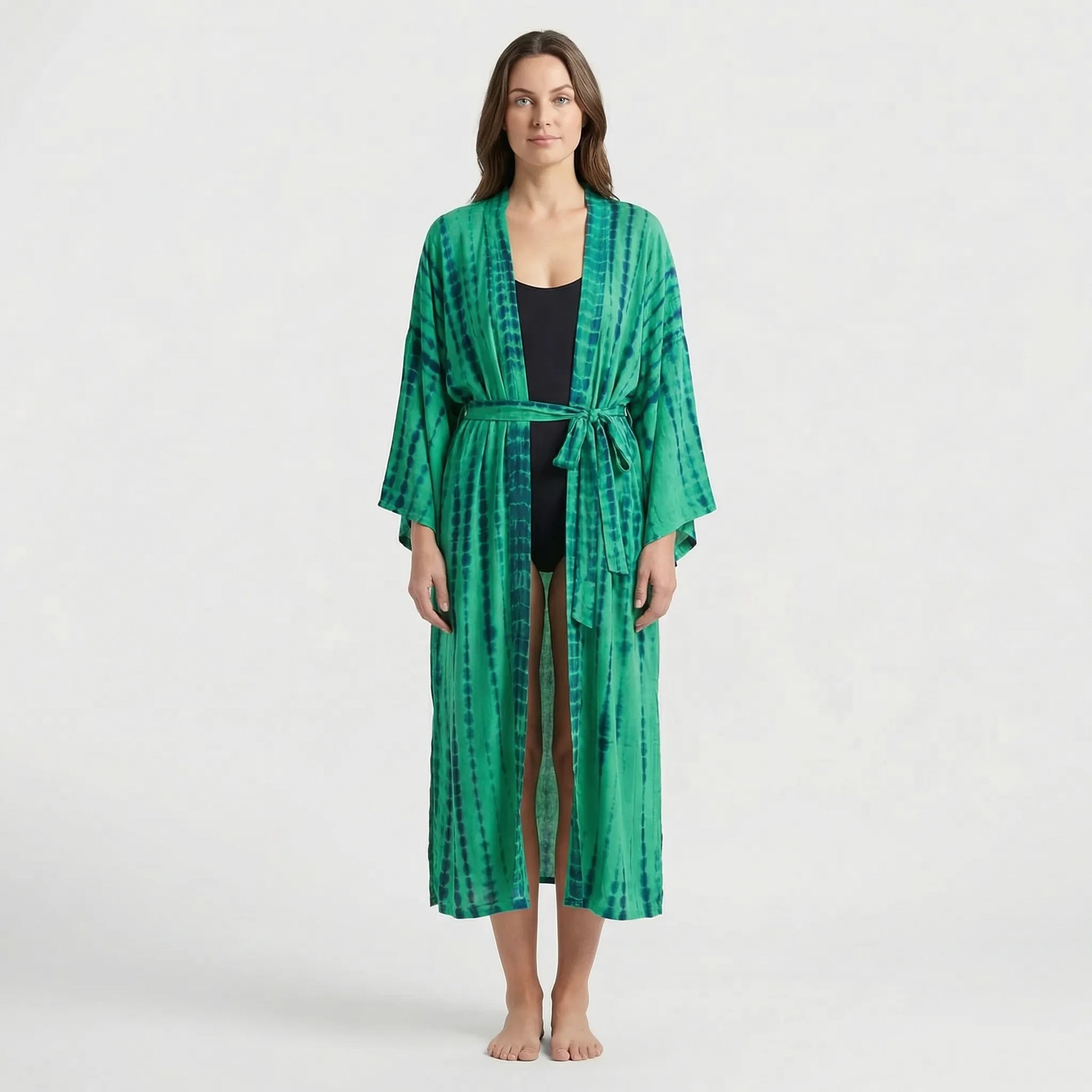 Driftura | Tie-Dye Print Long Kimono Cover-Up
