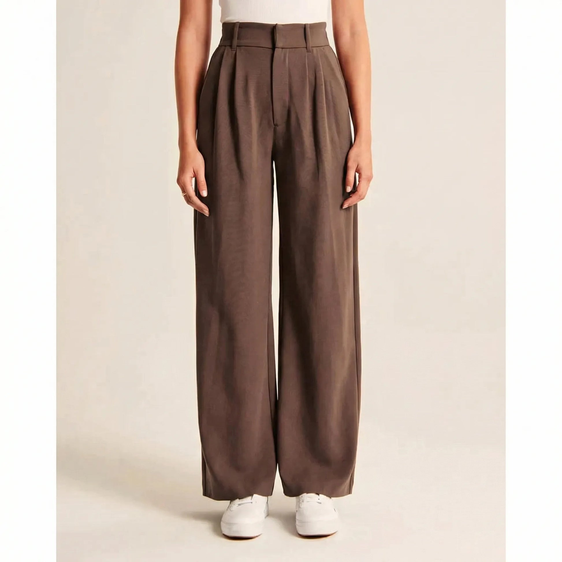Ellevra | High-Waist Wide-Leg Tailored Trousers