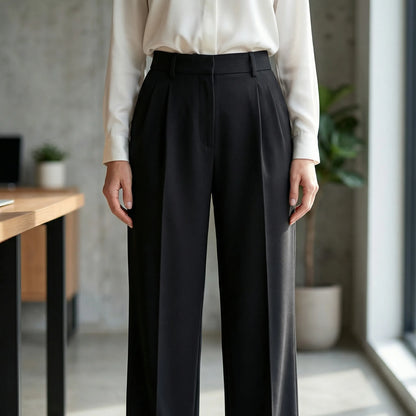 Ellevra | High-Waist Wide-Leg Tailored Trousers