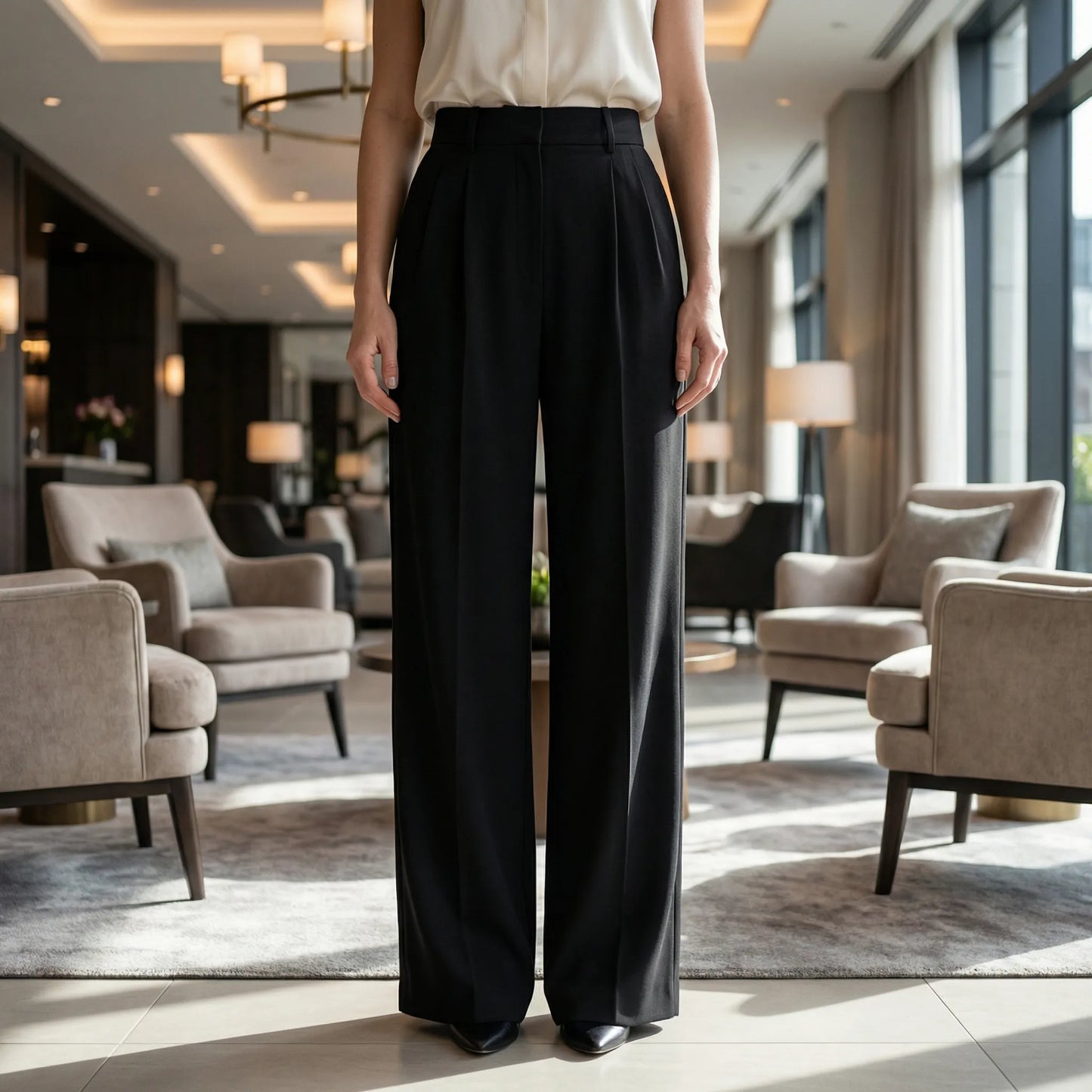 Ellevra | High-Waist Wide-Leg Tailored Trousers