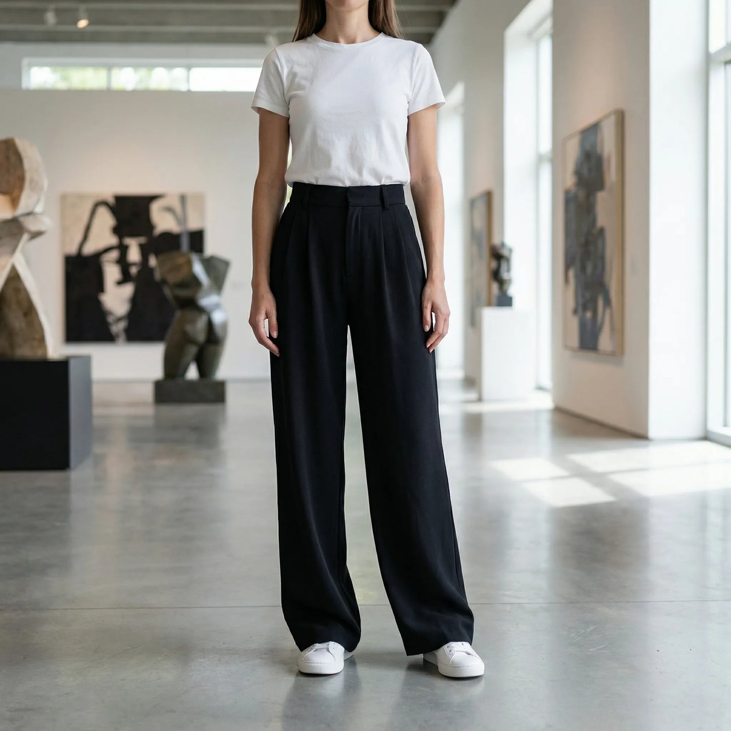 Ellevra | High-Waist Wide-Leg Tailored Trousers