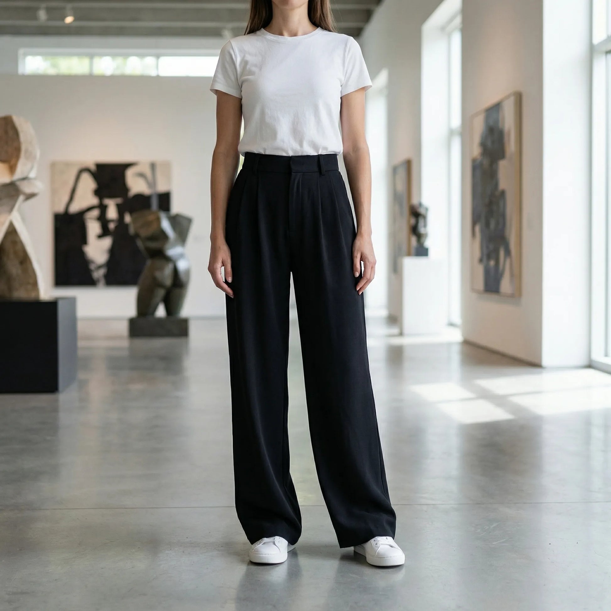 Ellevra | High-Waist Wide-Leg Tailored Trousers