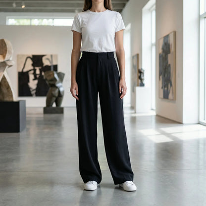 Ellevra | High-Waist Wide-Leg Tailored Trousers