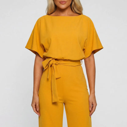 Elyrova - Wide-Leg Belted Jumpsuit For Women