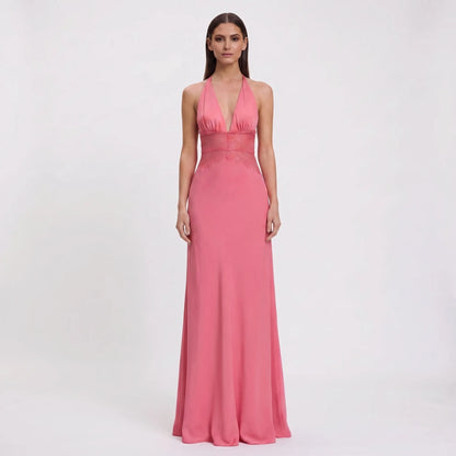 Elyssara | Halter Neck Backless Maxi Dress