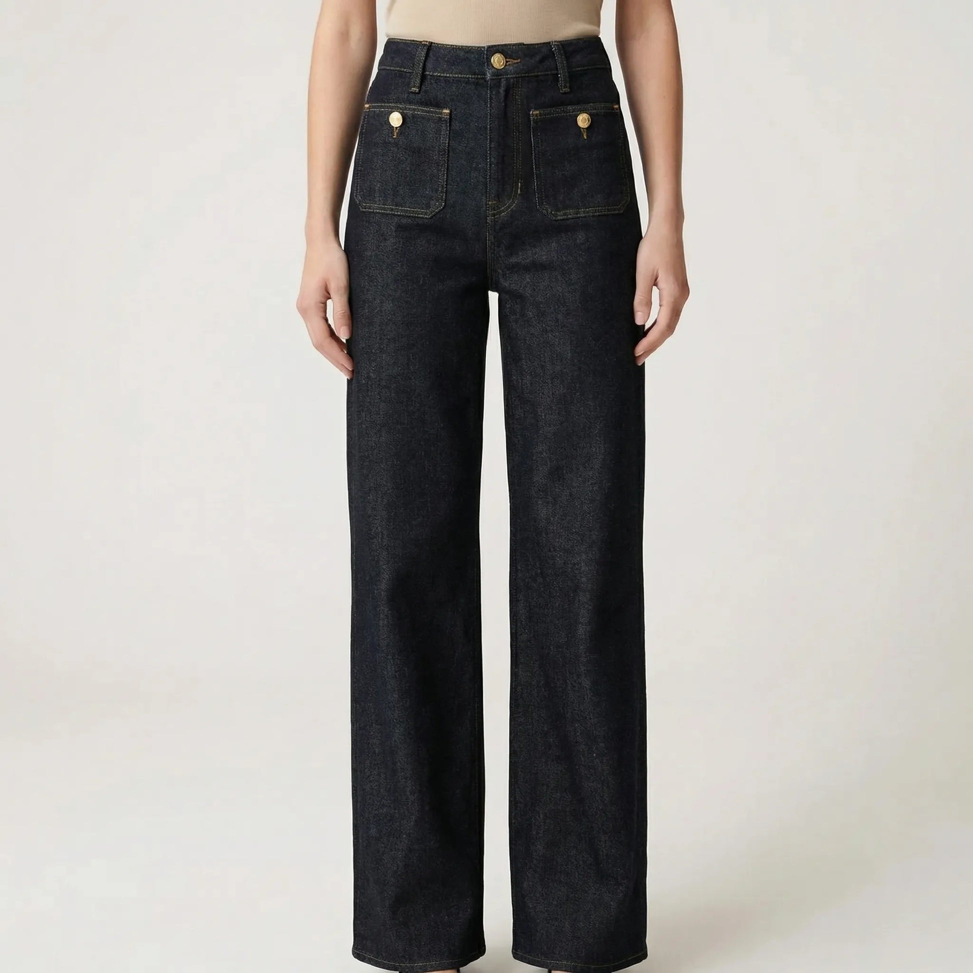 Flairella | High-Waisted Wide-Leg Denim Jeans