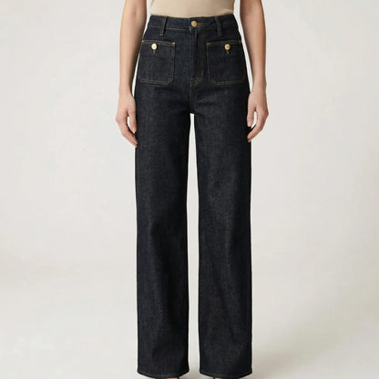 Flairella | High-Waisted Wide-Leg Denim Jeans