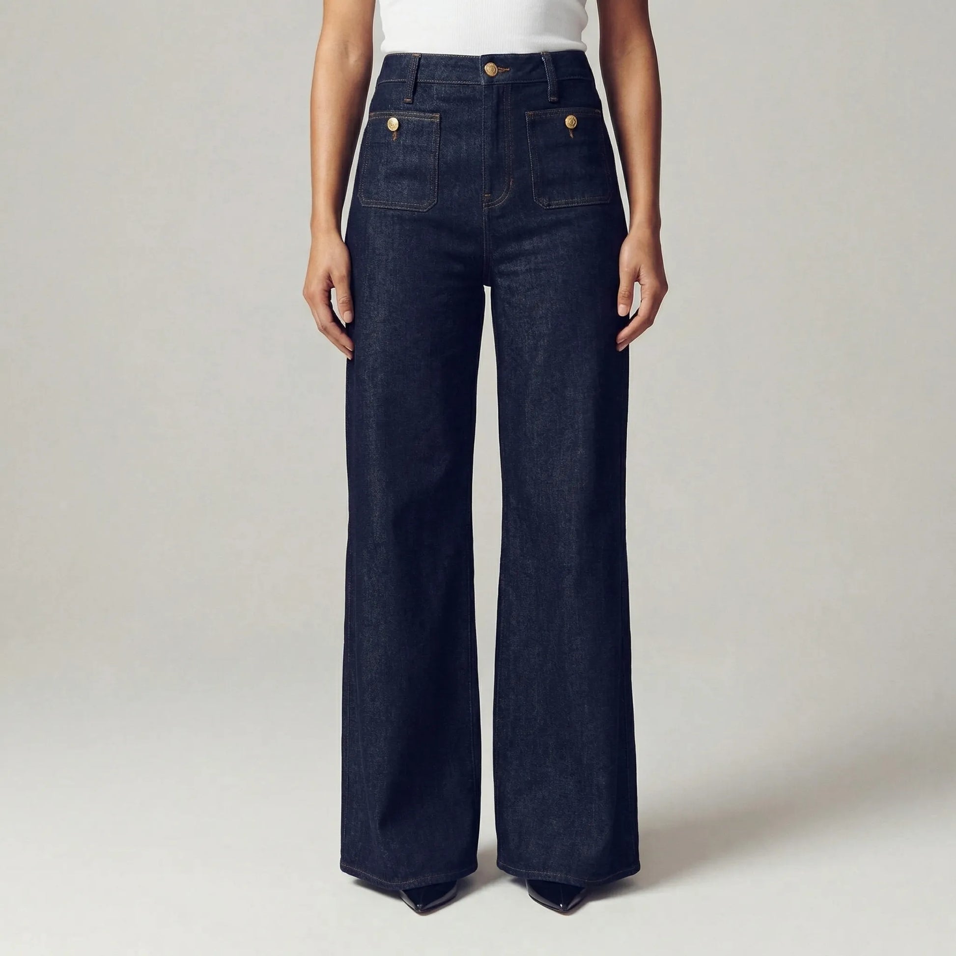 Flairella | High-Waisted Wide-Leg Denim Jeans