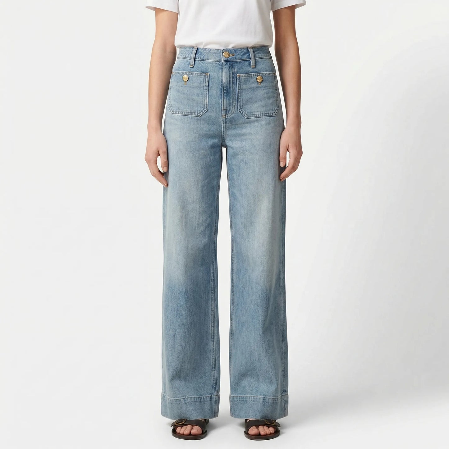 Flairella | High-Waisted Wide-Leg Denim Jeans
