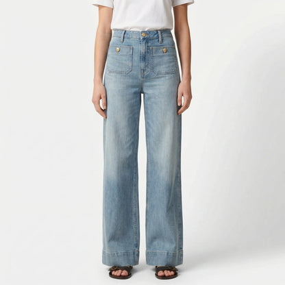 Flairella | High-Waisted Wide-Leg Denim Jeans